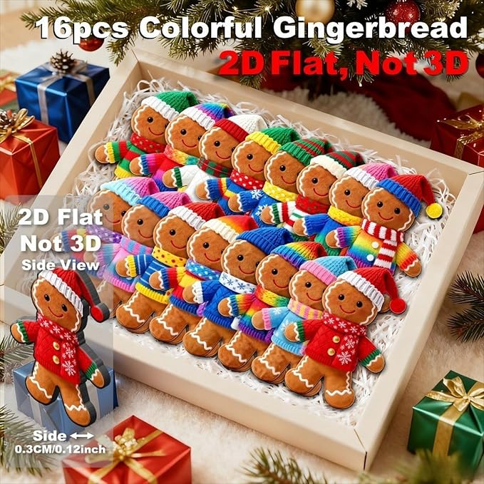 16 Pcs Gingerbread Man Ornaments - Image 3