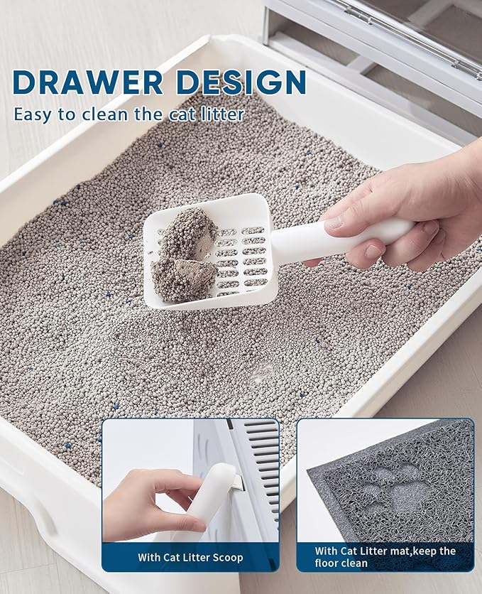 Medario Cat Litter Box with Litter Mat and Scoop, Large Covered Litter Box with - Image 5