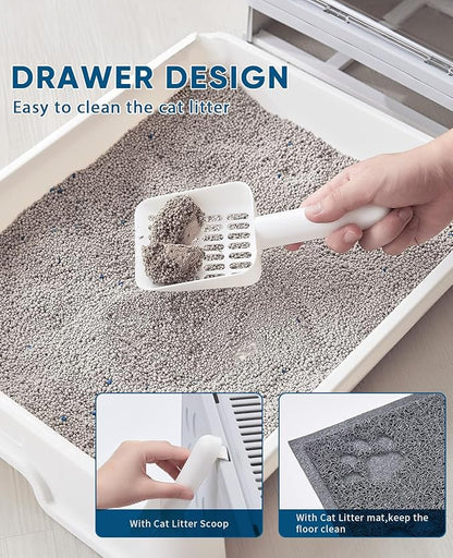 Medario Cat Litter Box with Litter Mat and Scoop, Large Covered Litter Box with - Image 5