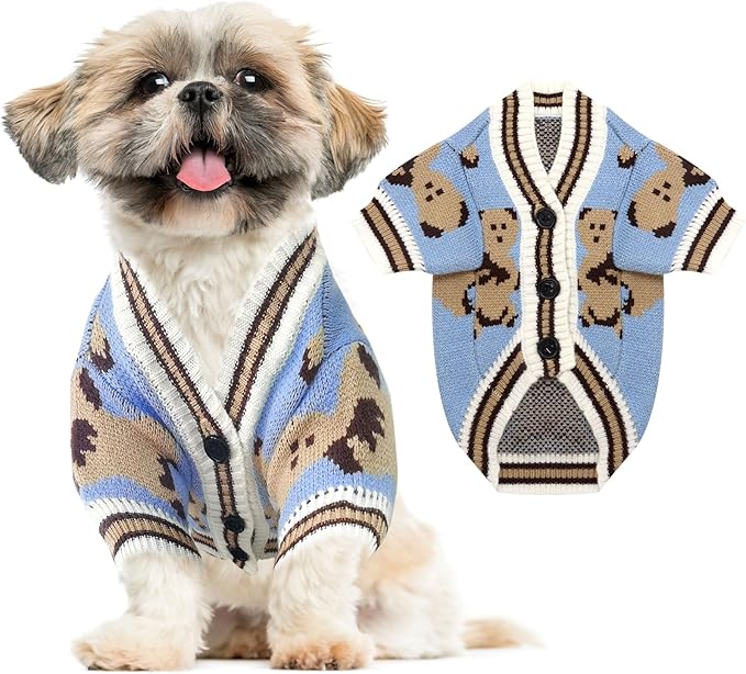 ABRRLO Small Dog Sweaters Cute Bear Dog Cardigans Clothes by ABRRLO