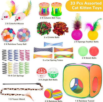 Retro Shaw Cat Toys Pack 33Pcs, Interactive Kitten Toys - Image 4