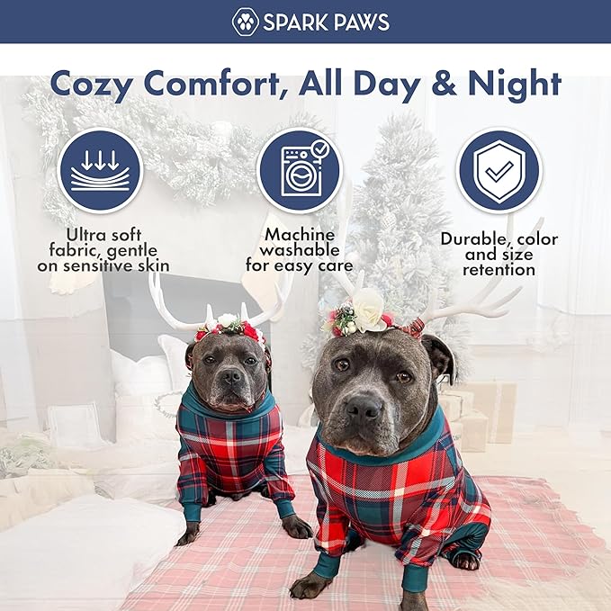 Spark Paws Dog Christmas Pajama, Dog Recovery Suit Male, Ultra-Soft and 4-Way - Image 5