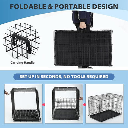 BestPet | 42" Dog Crate | Black | Foldable Metal Kennel - Image 5