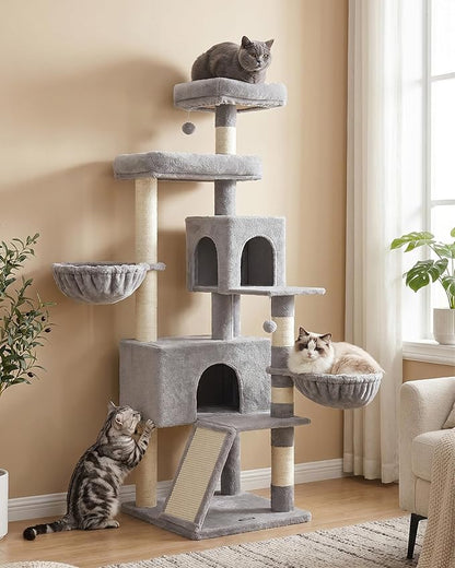 Feandrea Cat Tree, 68.5-Inch Tall Cat Tower, Scratching Posts, Double Caves by FeandreabySONGMICSHOME