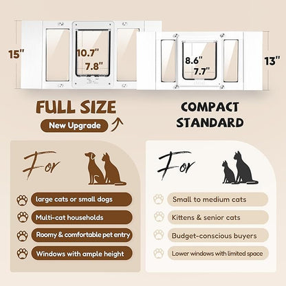 Full-Size Window Pet Door for Cats & Small Dogs, Width Adjustable Fits Sliding - Image 2