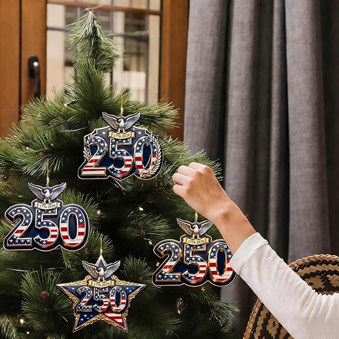 4 Pcs 250th Anniversary Hanging Ornamen 2D Flat Acrylic Eagle & Stars 4th of - Image 4