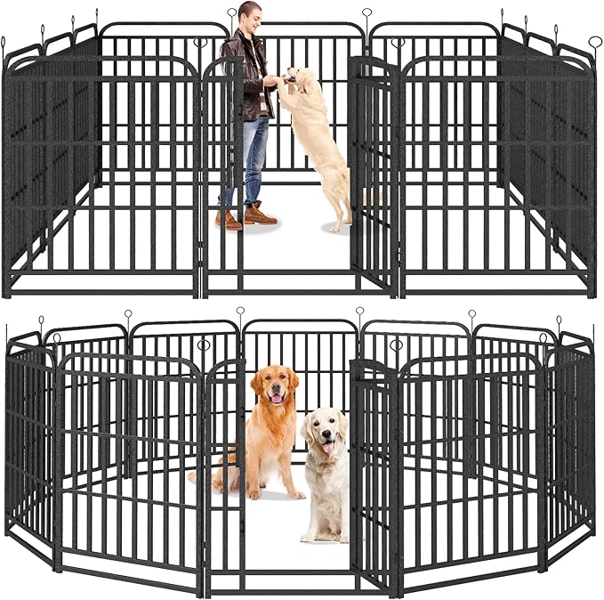 Kfvigoho Heavy Duty Dog Playpen: 12 Steel Panels 40" Height, Square Steel Pipe by Committedtobetterpetlife