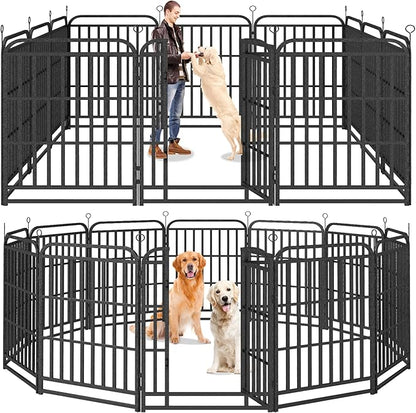 Kfvigoho Heavy Duty Dog Playpen: 12 Steel Panels 40" Height, Square Steel Pipe by Committedtobetterpetlife