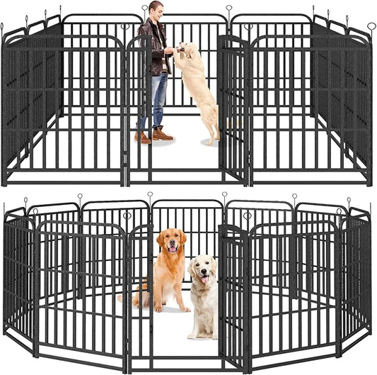 Kfvigoho Heavy Duty Dog Playpen: 12 Steel Panels 40" Height, Square Steel Pipe by Committedtobetterpetlife