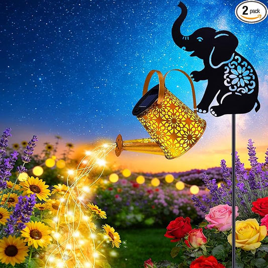Solar Watering Can Lights, Elephant Hanging Lantern Solar Lights Outdoor by yulloyello