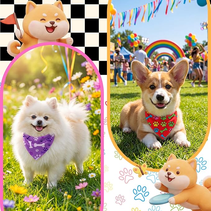 Tallew 60 Pcs Paw Print Dog Bandanas Bulk Summer Colorful Paw Bandanas Charm - Image 4