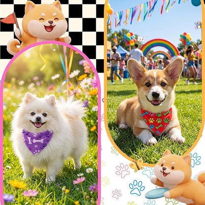 Tallew 60 Pcs Paw Print Dog Bandanas Bulk Summer Colorful Paw Bandanas Charm - Image 4