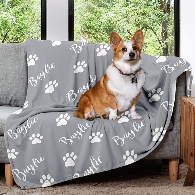 Custom Dog Blanket with Picture Name, Personalized Pet Photo Blanket, - Image 2