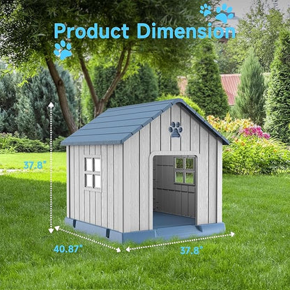 VIXZEN Dog House Outdoor, 38 Inches Weatherproof Resin Dog House Indoor Large - Image 7