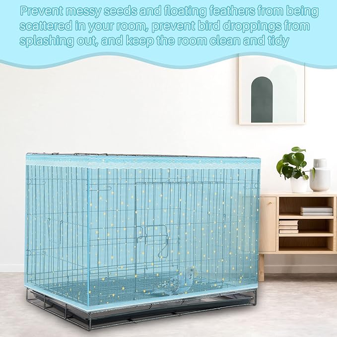 Shappy Large Bird Cage Cover, Bird Cage Seed Catcher, Adjustable Star Pattern - Image 4