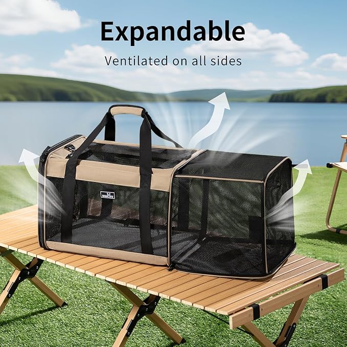 Wakytu Expandable Pet Carrier for Dogs & Cats, Large Travel Bag - Image 5