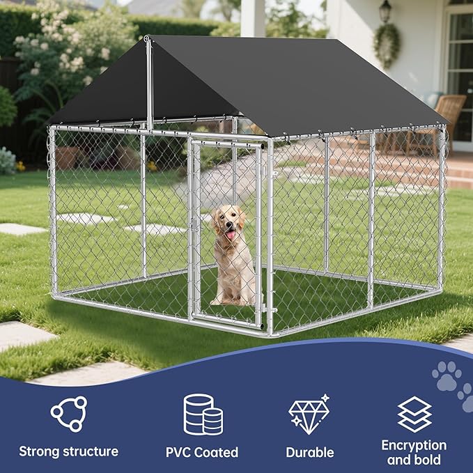 Petony Outdoor Dog Enclosure Heavy Duty Dog Kennel House Mesh Dog Big Cage Pet - Image 6