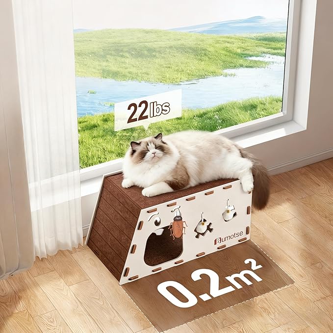 Felt Cat Bed Cave for Indoor Cats, Modular Tunnel Hideaway House for Large Cats - Image 5
