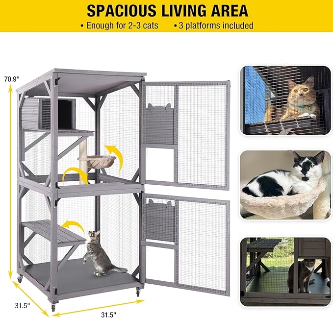 Aivituvin Cat House Outdoor Cat Catio Wooden Large Enclosure - Image 5