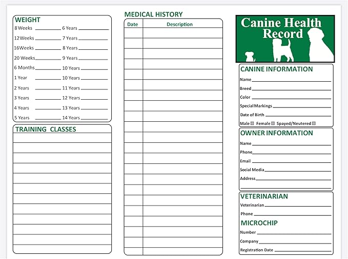 Dog Vaccination Record Card 25 Pack, Large 8.5" X 11" - Image 2