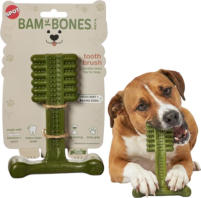 SPOT Bam-Bones Plus Toothbrush Dog Chew Toy by SPOT