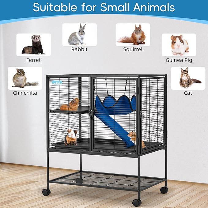 HABUTWAY 36.5''H Large Metal Rolling Ferrets Cage, 2-Tiers Small Animal Cages - Image 4