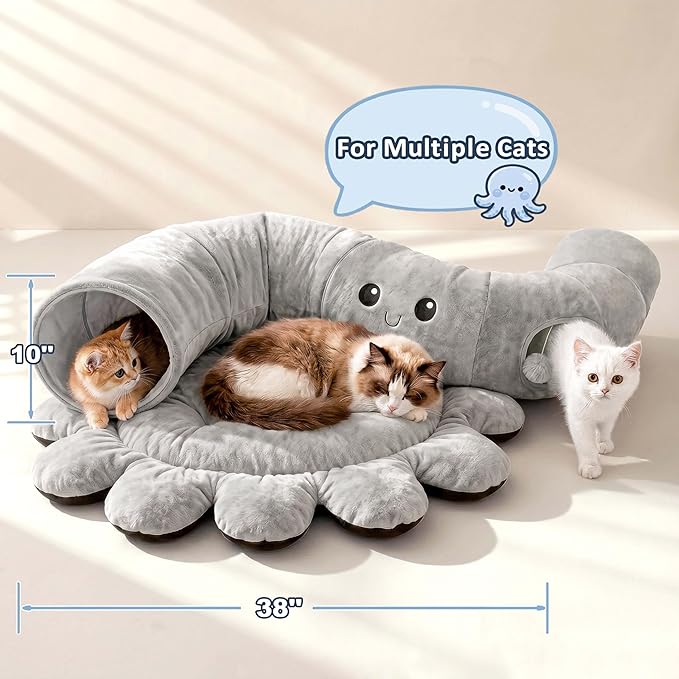 Cat Tunnel Bed for Indoor Cats, Peekaboo Cat Cave Bed - Image 7