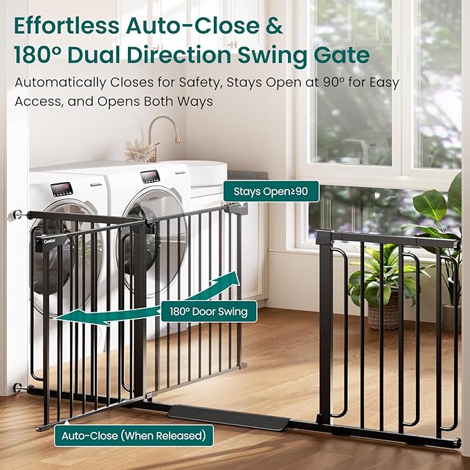 Cumbor Extra Wide Baby Gate, 36.6-69" Walk-Through Dog Gate - Image 2