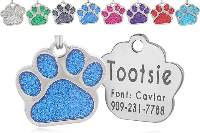 Pet ID Tag, Glitter Paw Bling, Cat ID Tag, Dog ID Tag, Custom Engraved - Image 5
