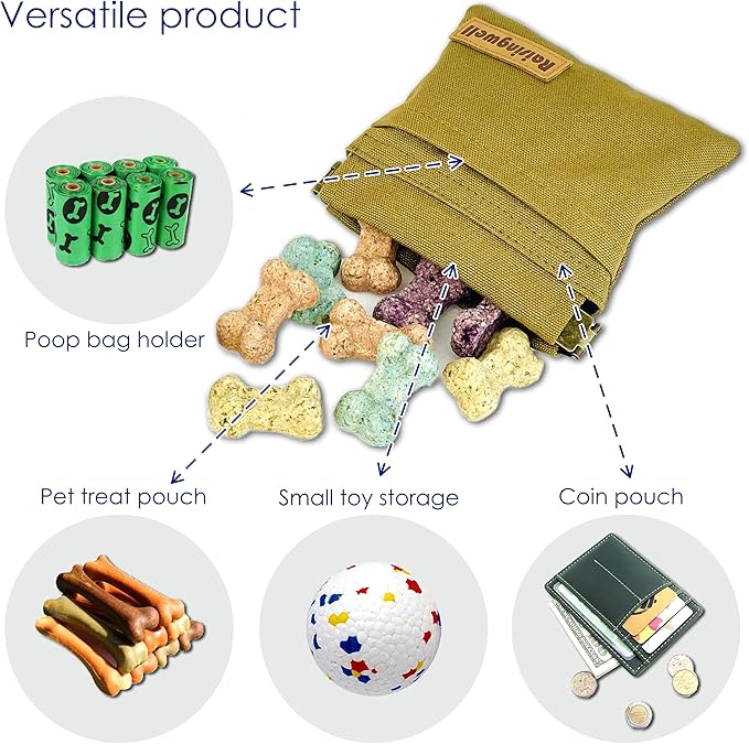 Raisingwell Dog Treat Pouch, Cotton Fabric, Hand Free Dog Walking Bag - Image 4