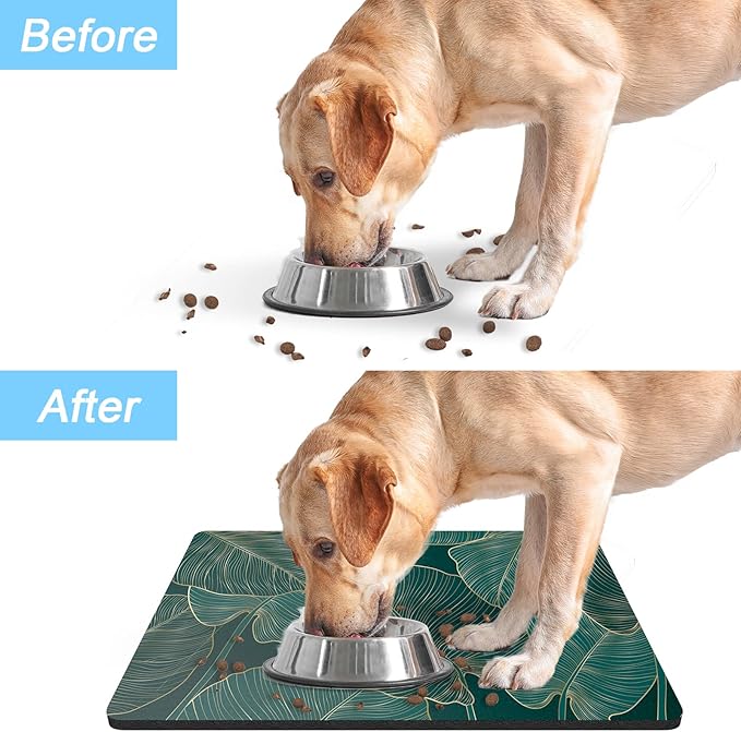 Rnivvi Dog Food Mat, Cute Anti-Slip Rubber Pet Feeding Rug Protect Floors - Image 6