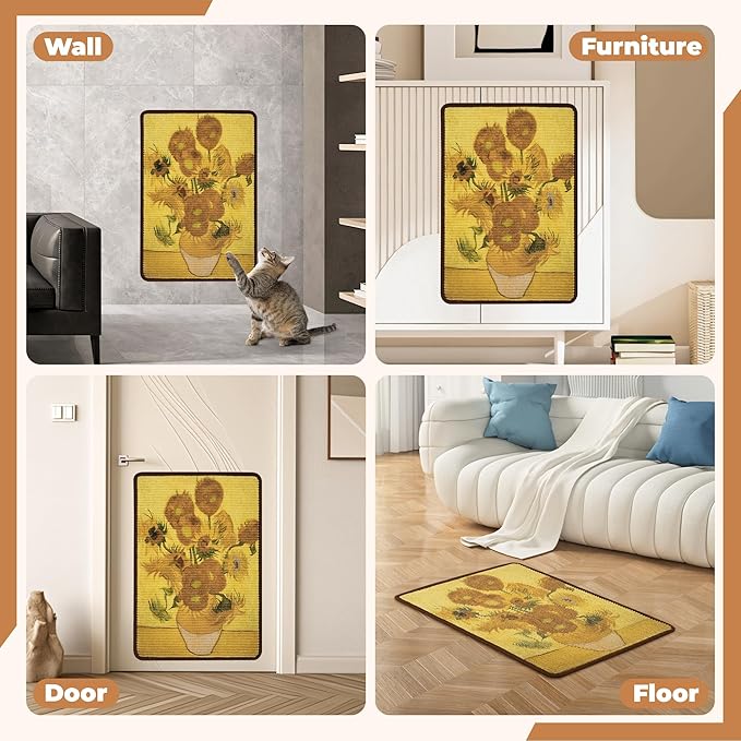 Sisal Cat Scratcher Mat, Cat Wall Scratcher - Image 6