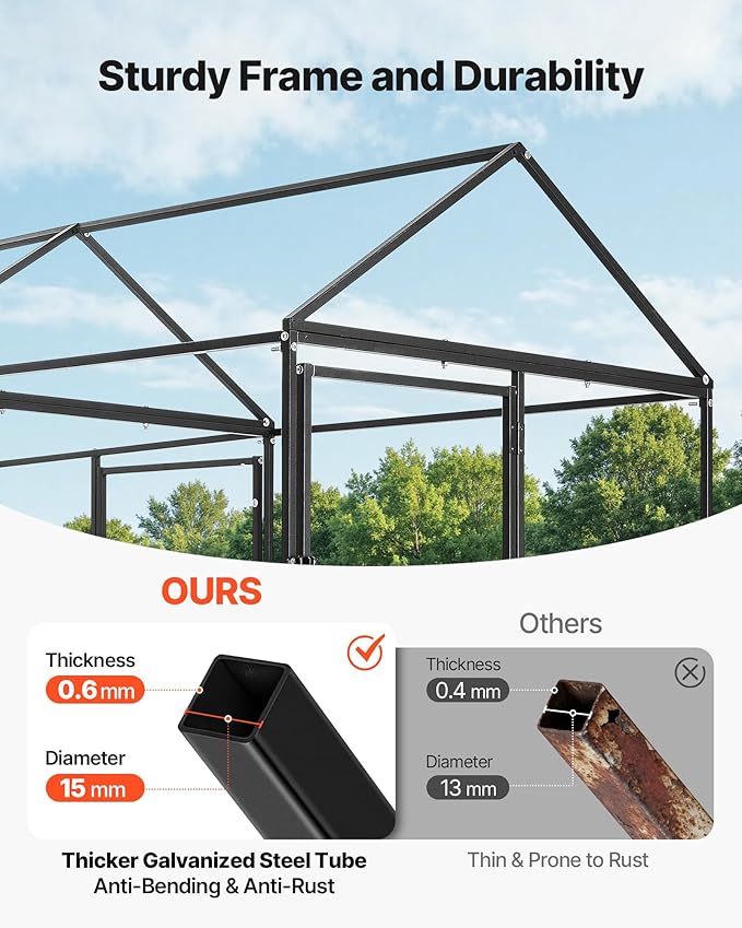 VEVOR Metal Chicken Coop for 6-8 Chickens, 3.3 x 9.8 x 3.3 ft, Small Chicken - Image 4