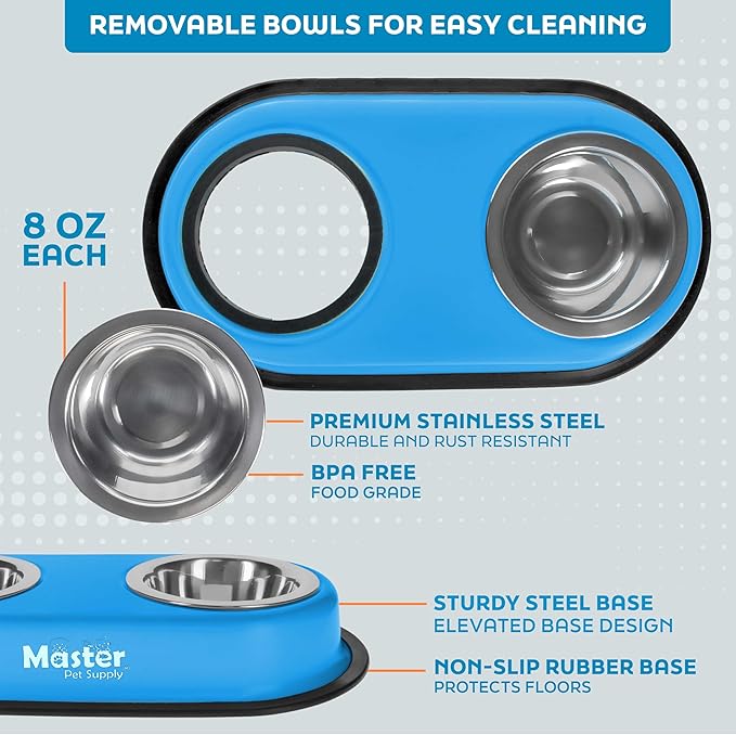 Master Pet Supply Double Dog Bowls Set - Image 3