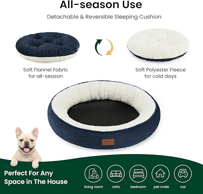 Love's cabin Round Donut Cat and Dog Cushion Bed, 30in Pet Bed - Image 3