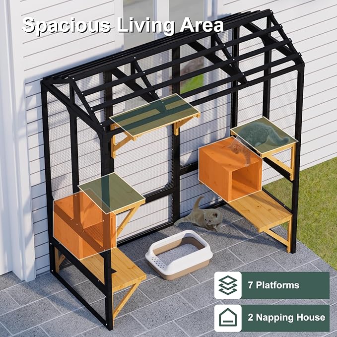 TIMHAKA 72" Catio Outdoor Cat Enclosure, Walk-in Large Cat Cage - Image 2