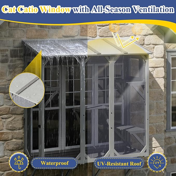 PetsCosset Cat Window Box Wooden Window Catio - Image 6