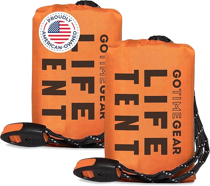Go Time Gear Survival Life Tent • 2 Person Mylar Emergency Shelter Tube Tent + by GOTIMEGEAR