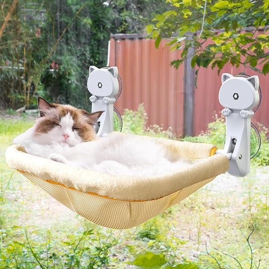 JUNSPOW Cat Window Perch Cordless, Foldable & Stable Cat Beds- Breathable Cat by JUNSPOW