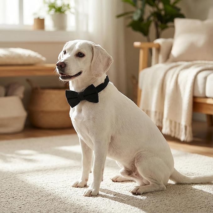 THAIN Dog Collar with Bow Tie Corduroy, Breathable&Adjustable Quick Release - Image 6