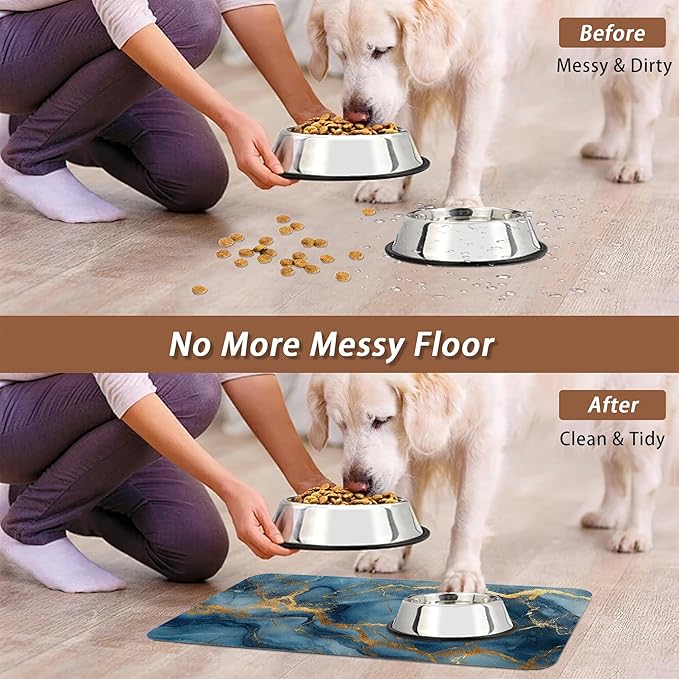 Marble Pet Feeding Mat, Non-Slip Rubber Backing Mat, Cat Dog Accessories - Image 5