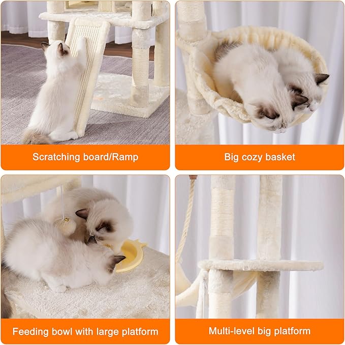 Heybly Tall Cat Tree, 78-inch Multi-Level Cat Tower - Image 8