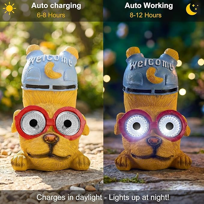 pearlstar 3 Pack Solar Lights Outdoor Garden Statues Resin Animal - Image 4