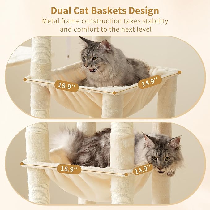 Heybly Cat Tree, 71-Inch Tall Cat Tower - Image 5