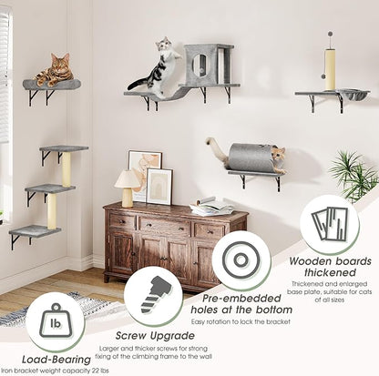 7-in-1 Cat Wall Shelves, Space-Saving Wall Mounted Cat Shelves, Cat Climbing - Image 5
