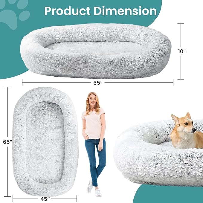 JOLLYVOGUE Human Dog Bed for Adults and Pets, Ultra-Soft Plush Giant Dog Bed - Image 4