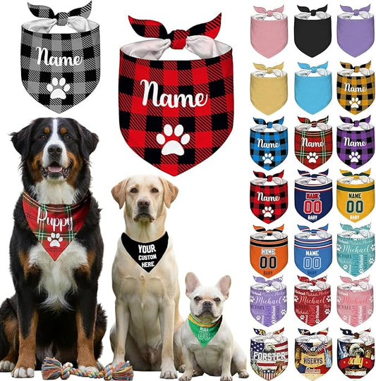 Custom Dog Bandana with Name Personalized Pet Bibs Kerchief Customizable Scarf by Unknown