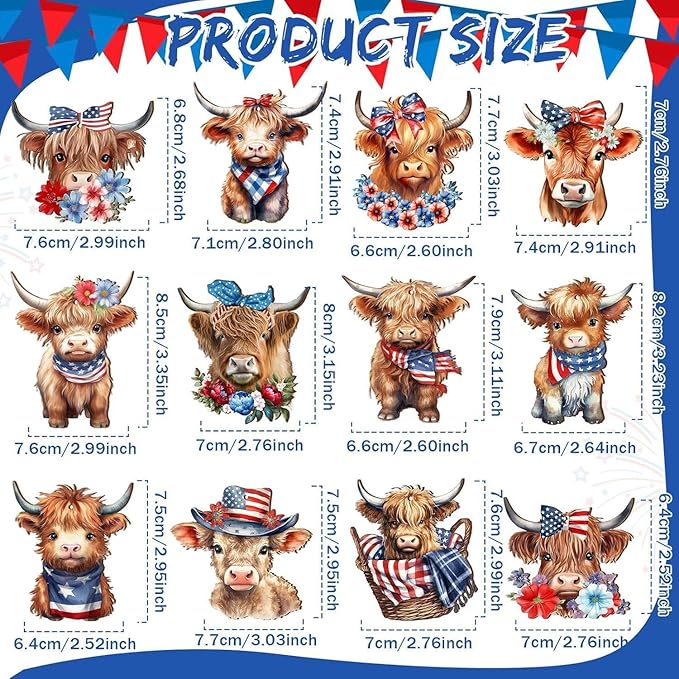 12 Pcs 4th of July Patriotic Wood Ornaments Hanging Decoration 250th - Image 3