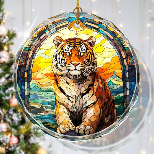 Tiger Stained Glass Ornament, Animal Ornaments by Kooirsp