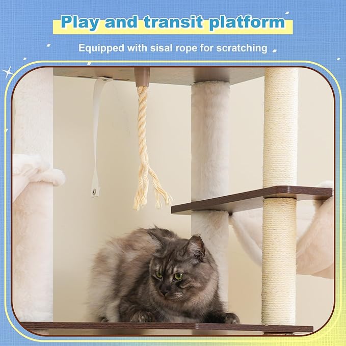 Hey-brother Wooden Cat Tree, 69.7 inch Cats Furniture Tower - Image 4